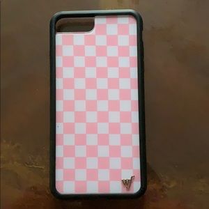 iphone 7 Plus Pink/White Checkered Wildflower Case